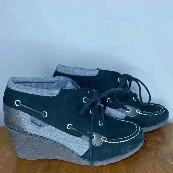 Sperry Top-Sider Womens Size 9 Bailey Duck Wedge Boots MocToe Army Black Gray - Picture 5 of 8